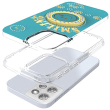 For Moto G Stylus 2025 Case Diamond Smiling Bling Ring Stand + Tempered Glass
