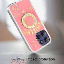 For Moto G Stylus 2025 Case Diamond Smiling Bling Ring Stand + Tempered Glass