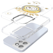 For Moto G Stylus 2025 Case Diamond Smiling Bling Ring Stand + Tempered Glass