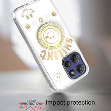 For Moto G Stylus 2025 Case Diamond Smiling Bling Ring Stand + Tempered Glass