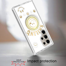 For Samsung S25 Ultra Case Diamond Studs Smiling Face Bling Ring +Tempered Glass