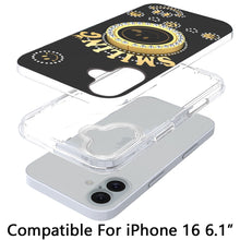For iPhone 16 6.1inch Case Bling Studs Smiling Design Ring Stand +Tempered Glass