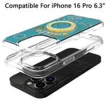 For iPhone 16 Pro 6.3in Case Bling Studs Smiling Ring Stand + Tempered Glass