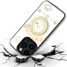 For iPhone 15 PLUS Case Bling Studs Smiling Design Ring Stand + 2 Tempered Glass