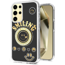 For Samsung Galaxy S24 Ultra Case Diamond Studs Smiling Face Bling Ring Stand