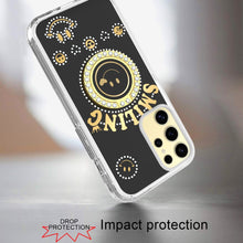 For Samsung Galaxy S24 Case Diamond Studs Smiling Face Bling w/ Ringstand Holder