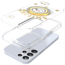 For Samsung Galaxy S24 Ultra Case Diamond Studs Smiling Face Bling Ring Stand