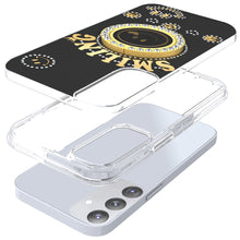 For Samsung S24/S25 Case Diamond Studs Smiling Face Bling Ring + Tempered Glass