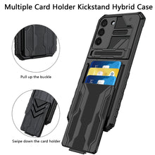For Samsung Galaxy S22 Plus Multiple Card Holder Kickstand Hybrid Case Cover
