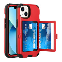 For iPhone 13 PRO Case Card Holder (Max 2) w/ Mirror Hybrid Shockproof Cover