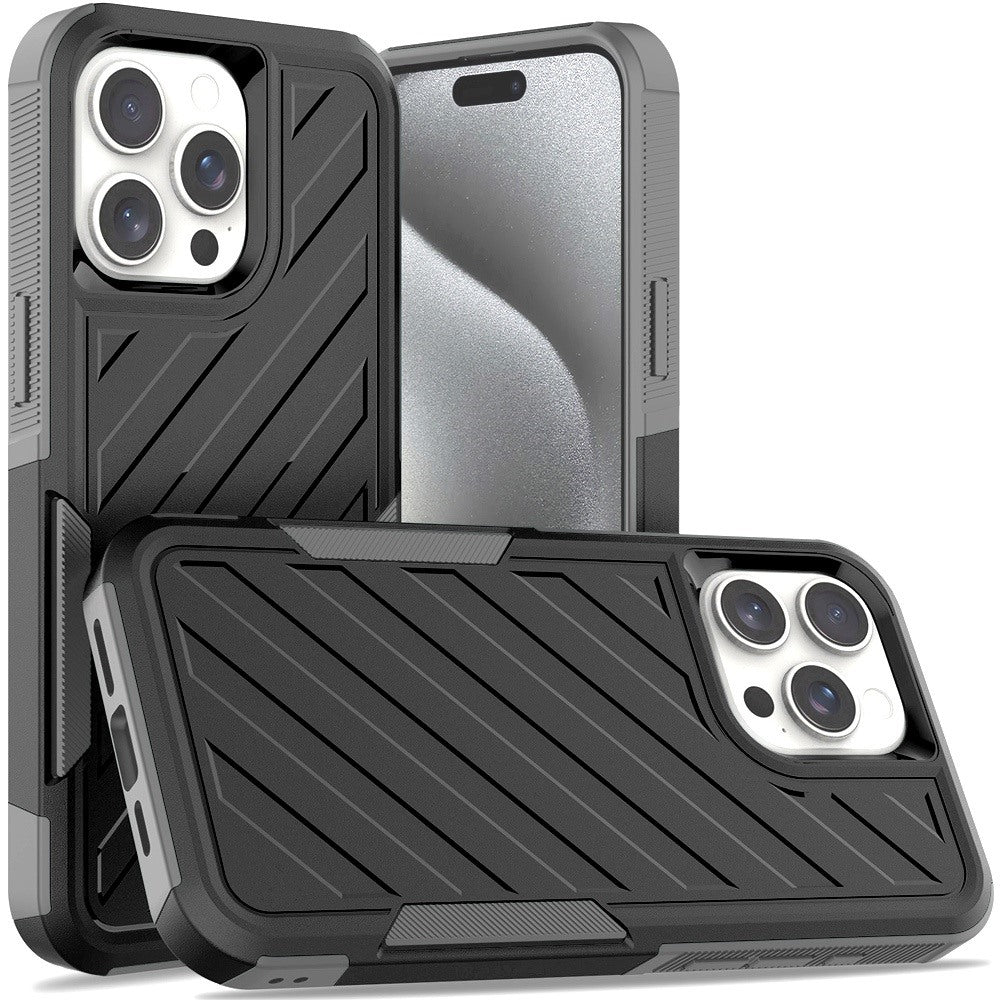 For iPhone 15 Pro Max Case Dual Layer Shockproof Lined Cover + 2 Tempered Glass