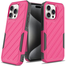 For iPhone 15 Pro Max Case Dual Layer Shockproof Lined Cover + 2 Tempered Glass