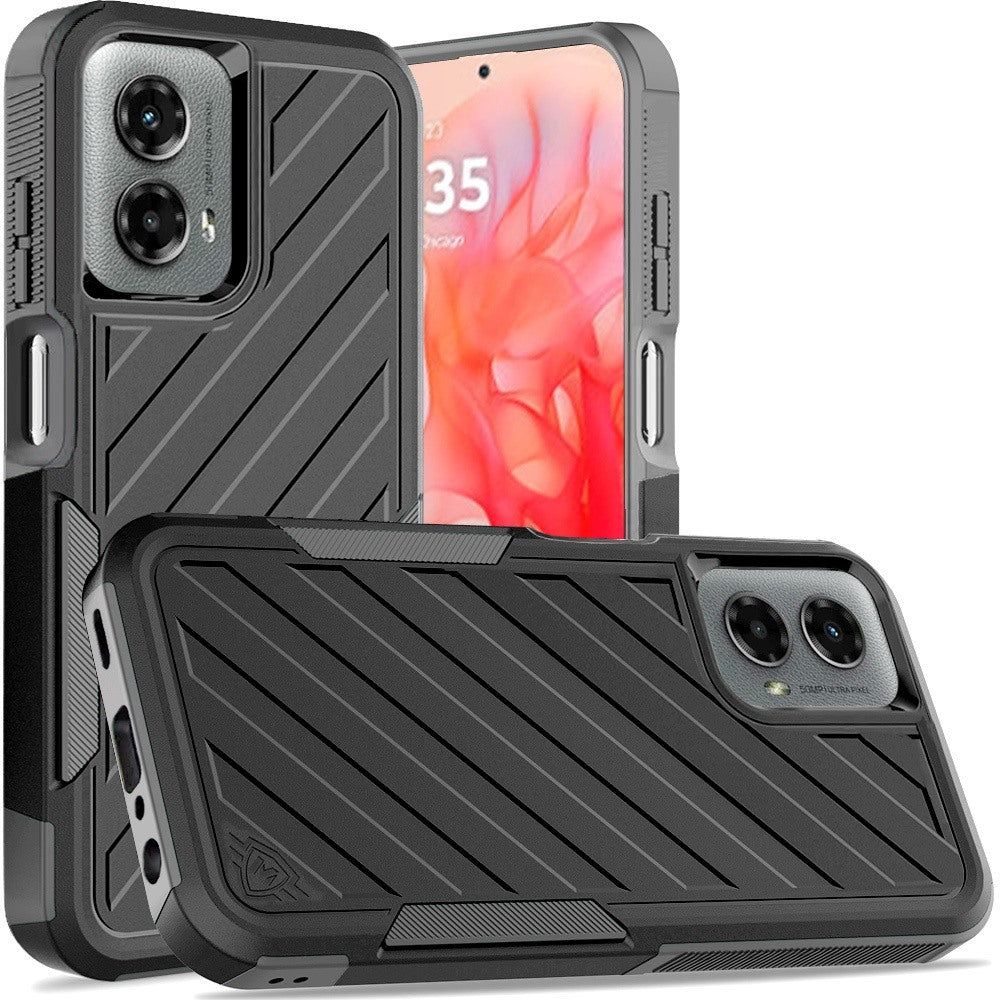 For Moto G Stylus 5G 2024 Case Dual Layer Shockproof Lined Cover +Tempered Glass