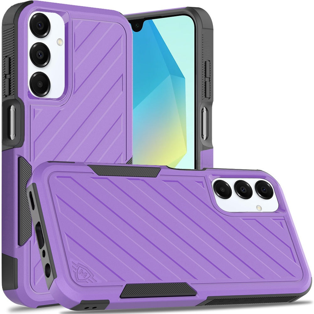 For Samsung A16 5G Case Dual Layer Shockproof Lined Phone Cover + Tempered Glass