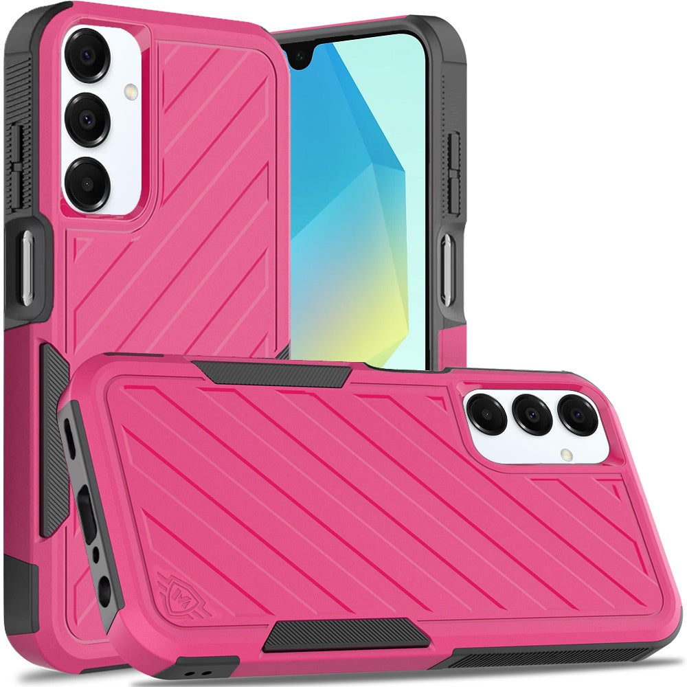 For Samsung A16 5G Case Dual Layer Shockproof Lined Phone Cover + Tempered Glass