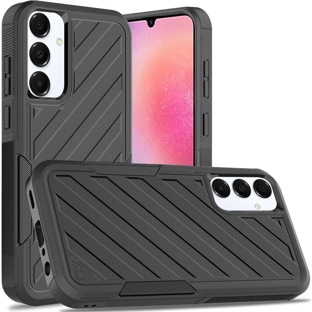 For Samsung A26 5G Case Dual Layer Shockproof Lined Phone Cover + Tempered Glass