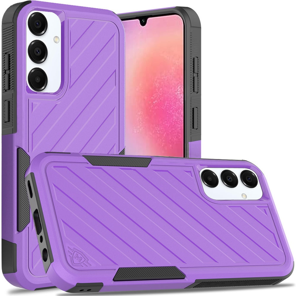 For Samsung A26 5G Case Dual Layer Shockproof Lined Phone Cover + Tempered Glass
