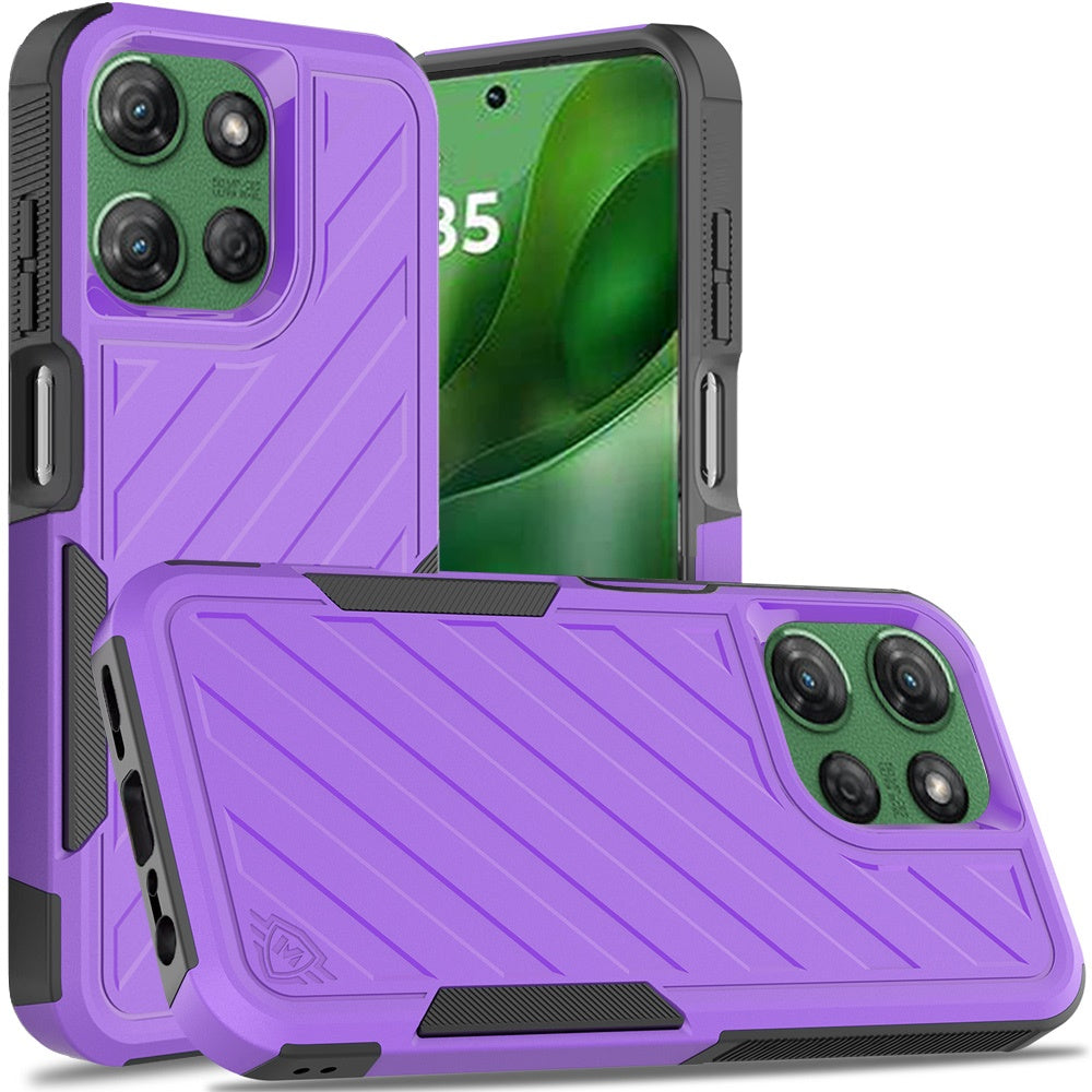 For Moto G Power 2025 Case Dual Layer Shockproof Lined Cover + Tempered Glass