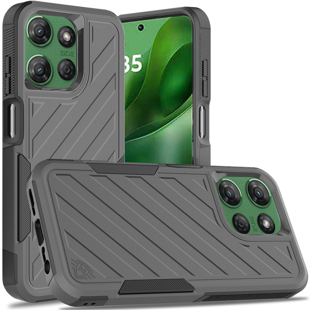For Moto G Power 2025 Case Dual Layer Shockproof Lined Cover + Tempered Glass