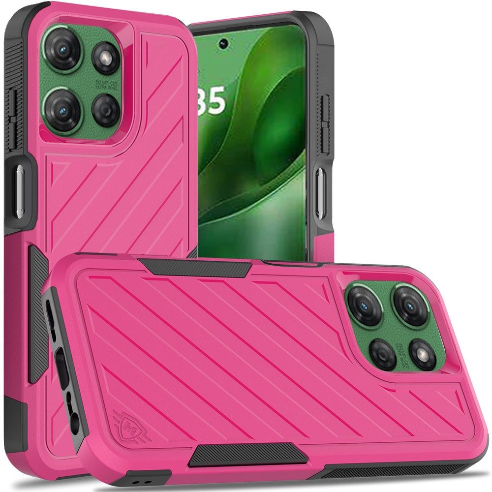 For Moto G Power 2025 Case Dual Layer Shockproof Lined Cover + Tempered Glass