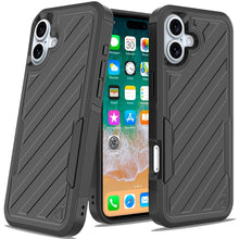 For iPhone 16 Plus 6.7in Case Dual Layer Shockproof Lined Cover + Tempered Glass