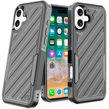 For iPhone 16 Plus 6.7in Case Dual Layer Shockproof Lined Cover + Tempered Glass