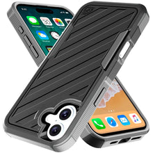 For iPhone 16 Plus 6.7in Case Dual Layer Shockproof Lined Cover + Tempered Glass