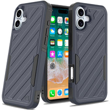 For iPhone 16 Plus 6.7in Case Dual Layer Shockproof Lined Cover + Tempered Glass