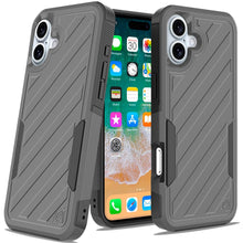 For iPhone 16 Plus 6.7in Case Dual Layer Shockproof Lined Cover + Tempered Glass