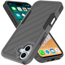 For iPhone 16 Plus 6.7in Case Dual Layer Shockproof Lined Cover + Tempered Glass