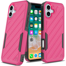 For iPhone 16 Plus 6.7in Case Dual Layer Shockproof Lined Cover + Tempered Glass