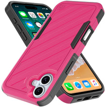 For iPhone 16 Plus 6.7in Case Dual Layer Shockproof Lined Cover + Tempered Glass