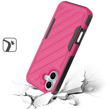 For iPhone 16 Plus 6.7in Case Dual Layer Shockproof Lined Cover + Tempered Glass