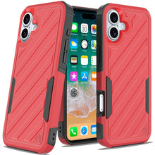 For iPhone 16 Plus 6.7in Case Dual Layer Shockproof Lined Cover + Tempered Glass