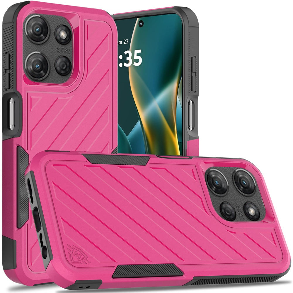 For Moto G Stylus 2025 Case Dual Layer Shockproof Lined Cover + Tempered Glass