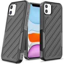 For iPhone 11 6.1 in. Case Dual Layer Shockproof Lined Cover + Tempered Glass