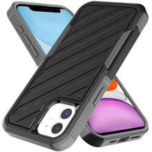 For iPhone 11 6.1 in. Case Dual Layer Shockproof Lined Cover + Tempered Glass