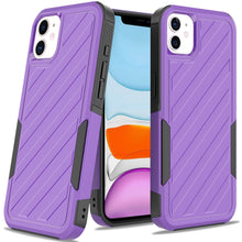 For iPhone 11 6.1 in. Case Dual Layer Shockproof Lined Cover + Tempered Glass