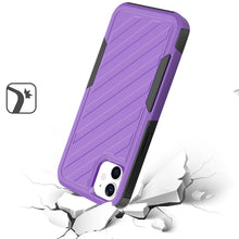 For iPhone 11 6.1 in. Case Dual Layer Shockproof Lined Cover + Tempered Glass