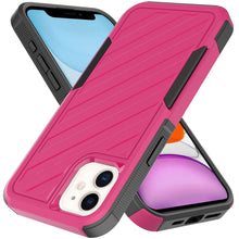 For iPhone 11 6.1 in. Case Dual Layer Shockproof Lined Cover + Tempered Glass