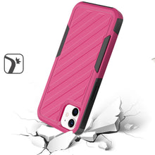 For iPhone 11 6.1 in. Case Dual Layer Shockproof Lined Cover + Tempered Glass