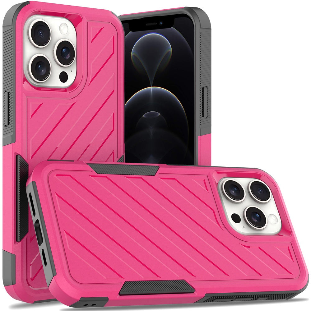 For iPhone 12/12 Pro Case Dual Layer Shockproof Lined Cover + Tempered Glass