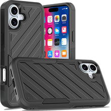 For iPhone 16 6.1inch Case Dual Layer Shockproof Lined Cover + Tempered Glass