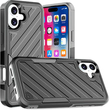 For iPhone 16 6.1inch Case Dual Layer Shockproof Lined Cover + Tempered Glass