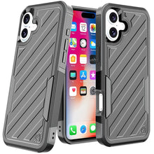 For iPhone 16 6.1inch Case Dual Layer Shockproof Lined Cover + Tempered Glass