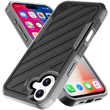For iPhone 16 6.1inch Case Dual Layer Shockproof Lined Cover + Tempered Glass
