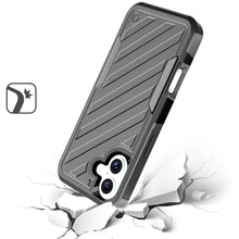 For iPhone 16 6.1inch Case Dual Layer Shockproof Lined Cover + Tempered Glass