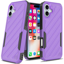 For iPhone 16 6.1inch Case Dual Layer Shockproof Lined Cover + Tempered Glass
