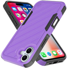 For iPhone 16 6.1inch Case Dual Layer Shockproof Lined Cover + Tempered Glass