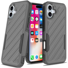 For iPhone 16 6.1inch Case Dual Layer Shockproof Lined Cover + Tempered Glass